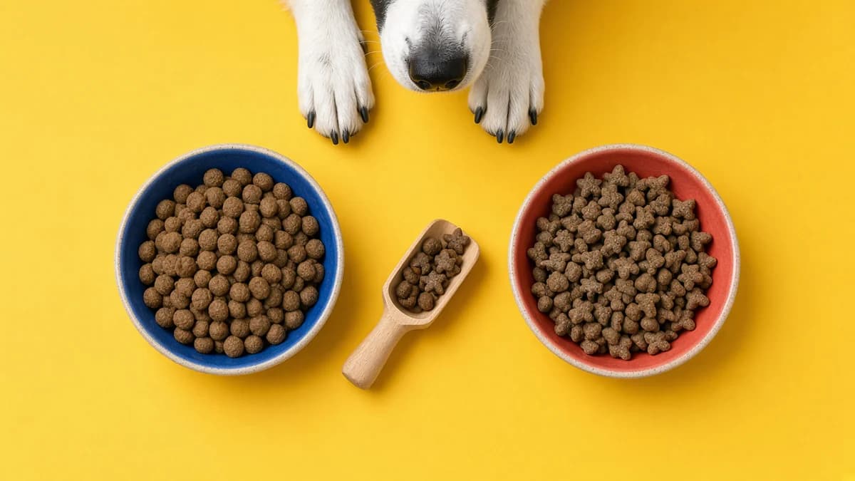 Dois potes com rações diferentes durante uma troca gradual